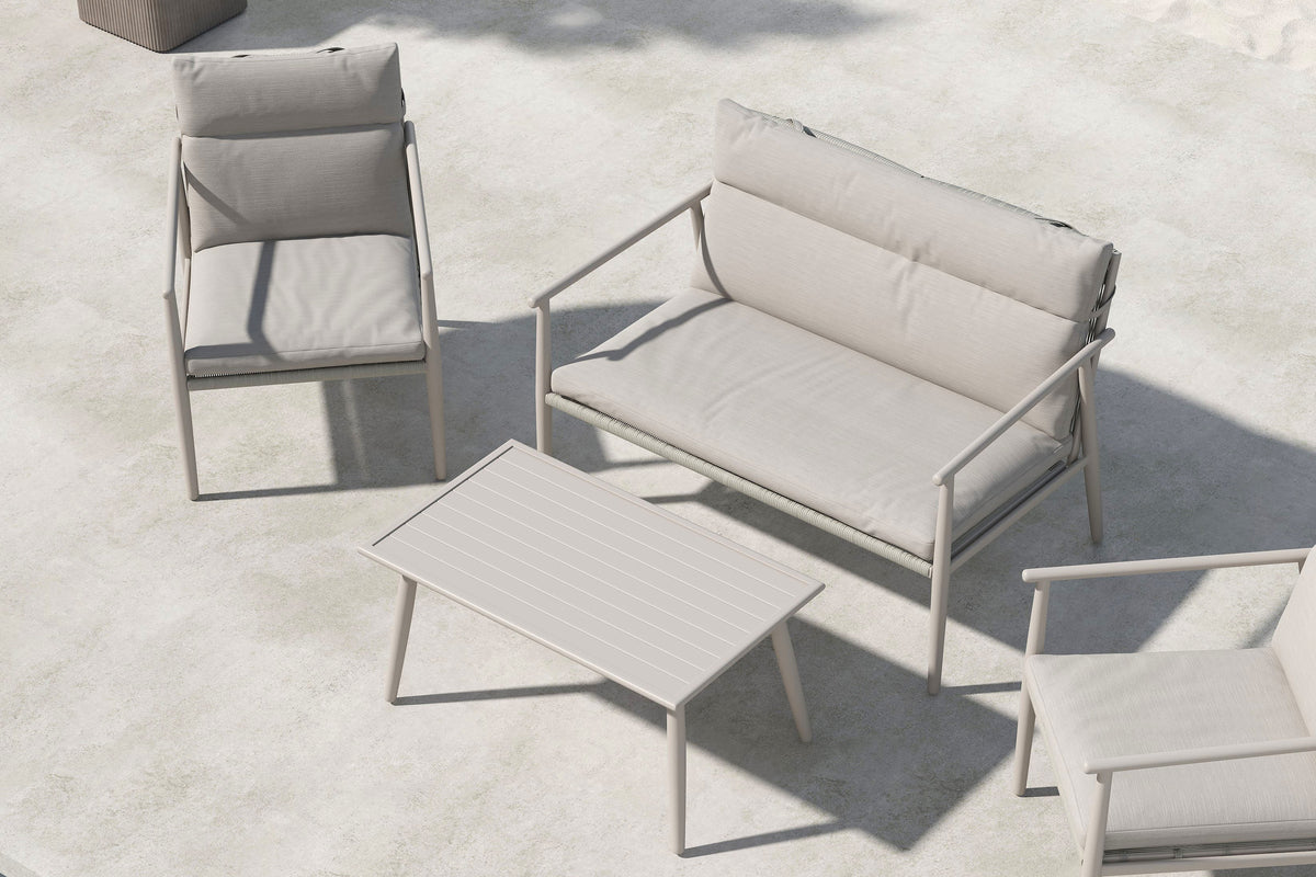 Mazzaro Soffgrupp Beige – Elegant Loungegrupp med Soffa, Fåtöljer & Bord | Venture Home